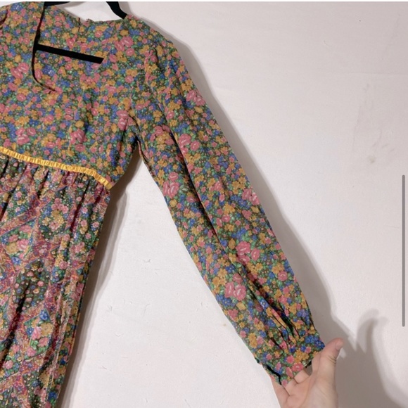 Vintage Handmade Floral Long Sleeve Prairie Style Modest Maxi Dress M - Picture 6 of 15